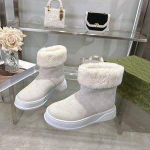 Gucci White Fur-Trimmed Winter Boots